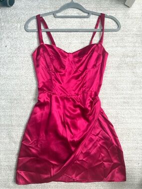 Reformation Hot Pink Satin Mini Dress